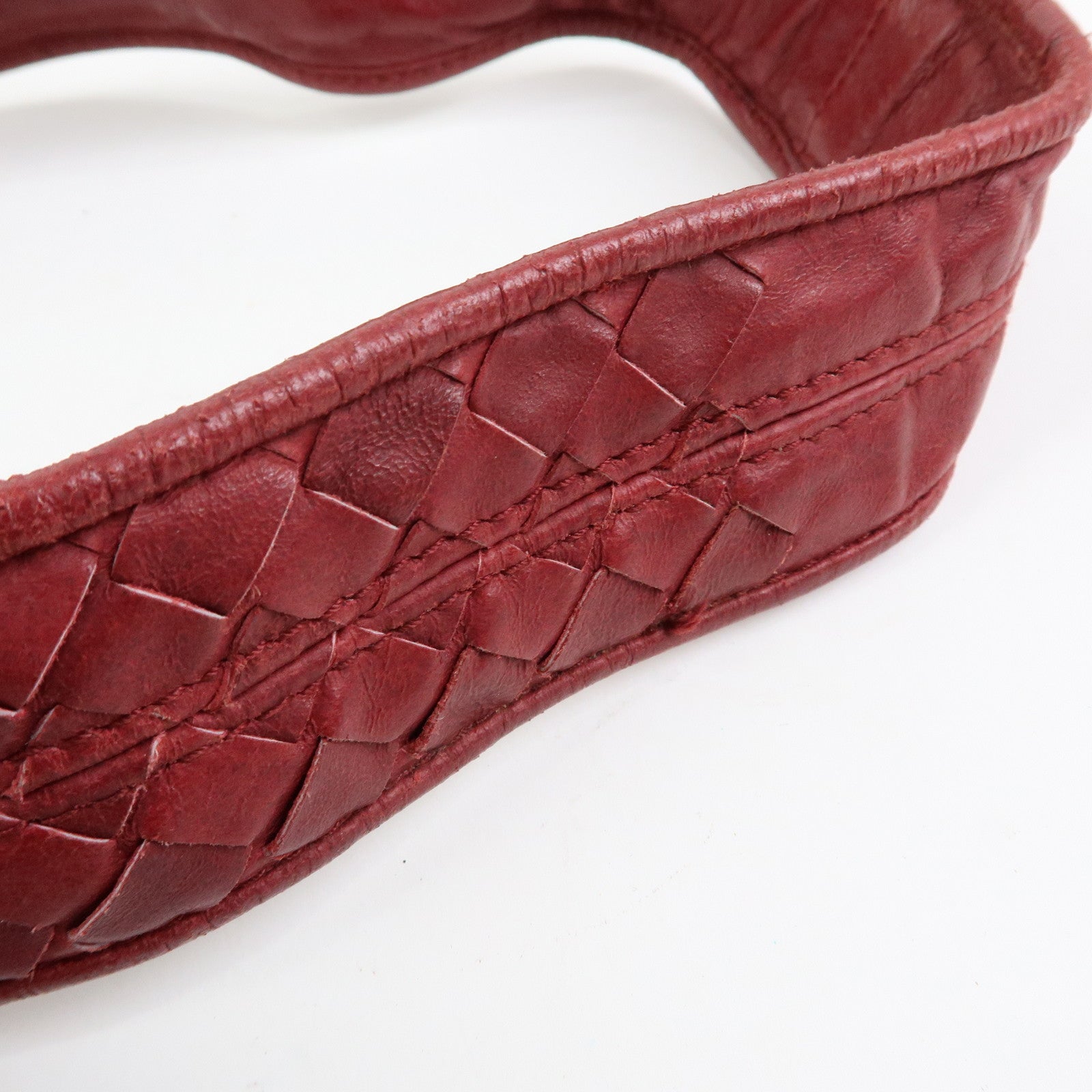 BOTTEGA VENETA Intrecciato Leather Shoulder Bag Crossbody Bag Wine Red