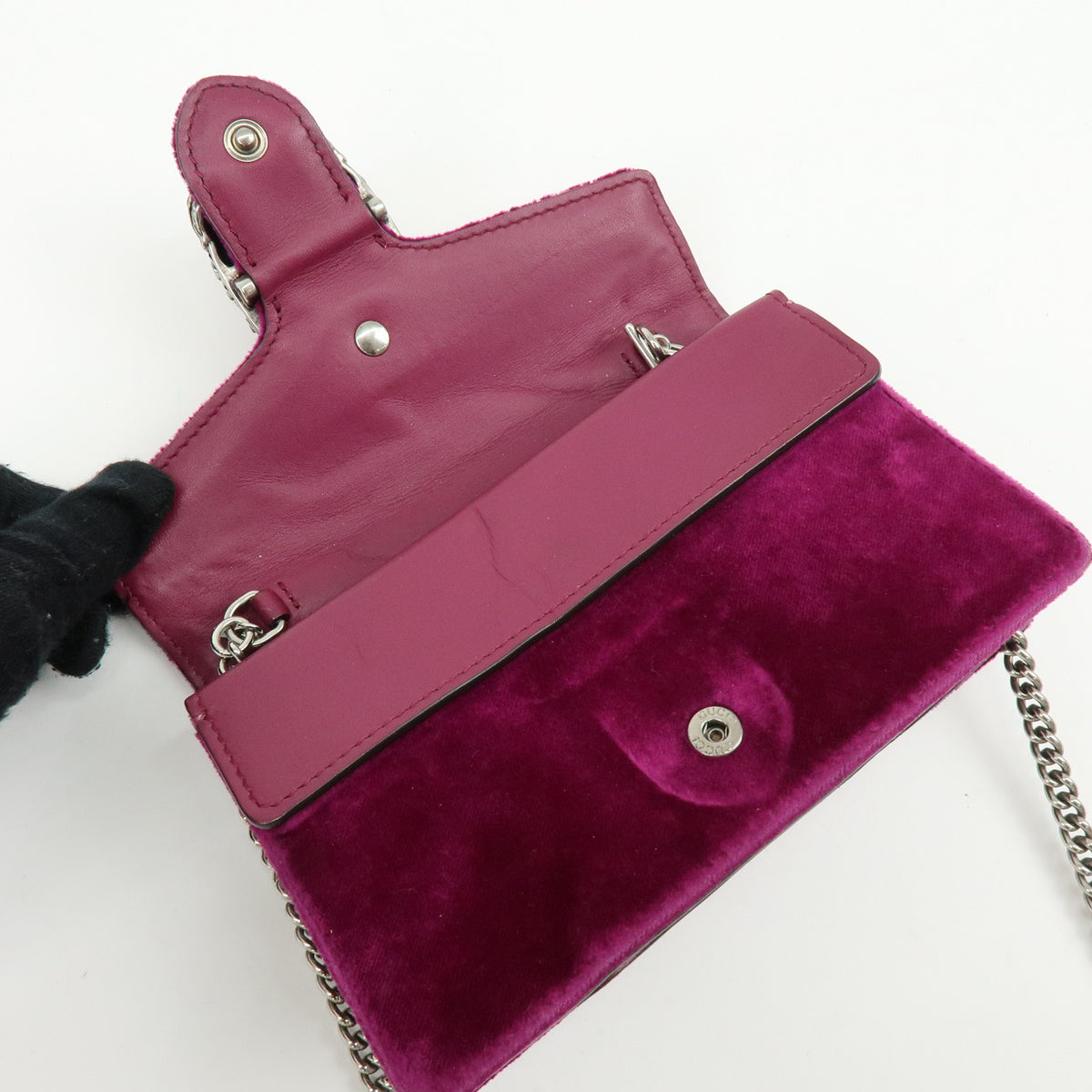 GUCCI Dionysus Super Mini Bag Velvet Chain Shoulder Bag Purple 476432