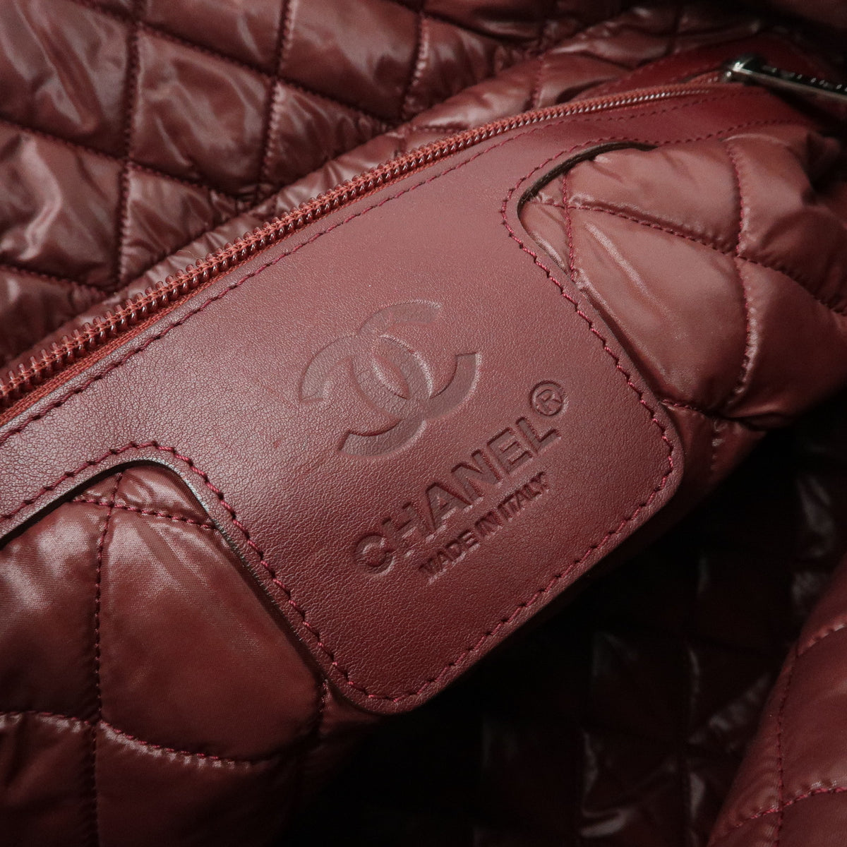 CHANEL COCO COCOON COCO Mark Nylon Leather Boston Bag Black A47092