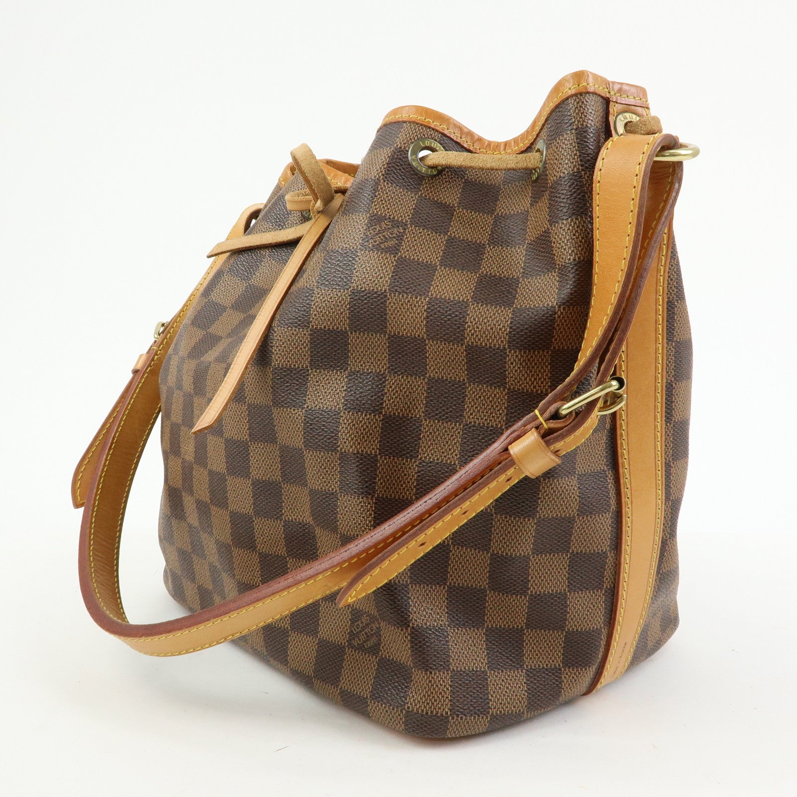 Louis Vuitton Damier Noe Canvas Leather Shoulder Bag Brown