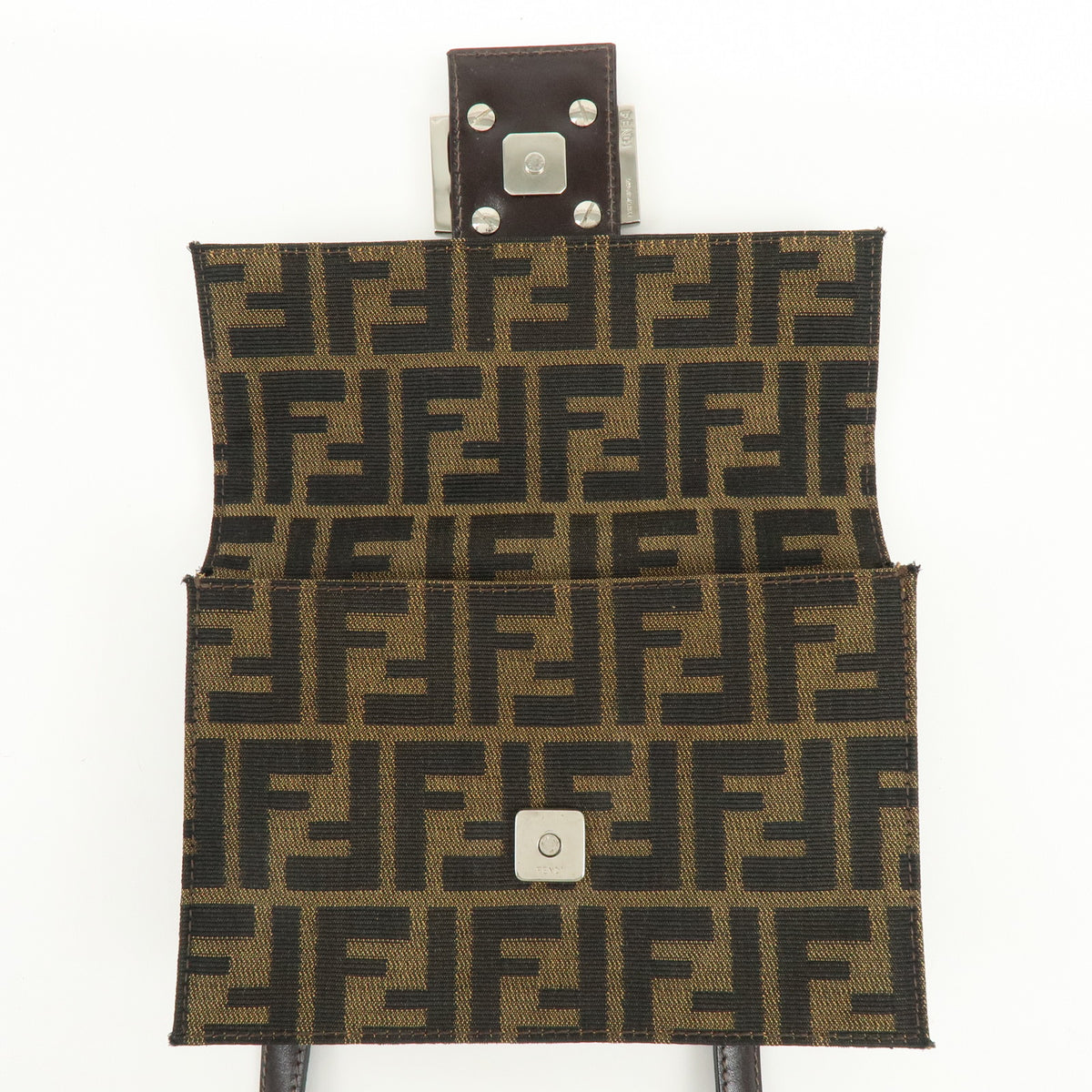 FENDI Zucca Jacquard Canvas Leather Shoulder Bag Brown Black 0915967002
