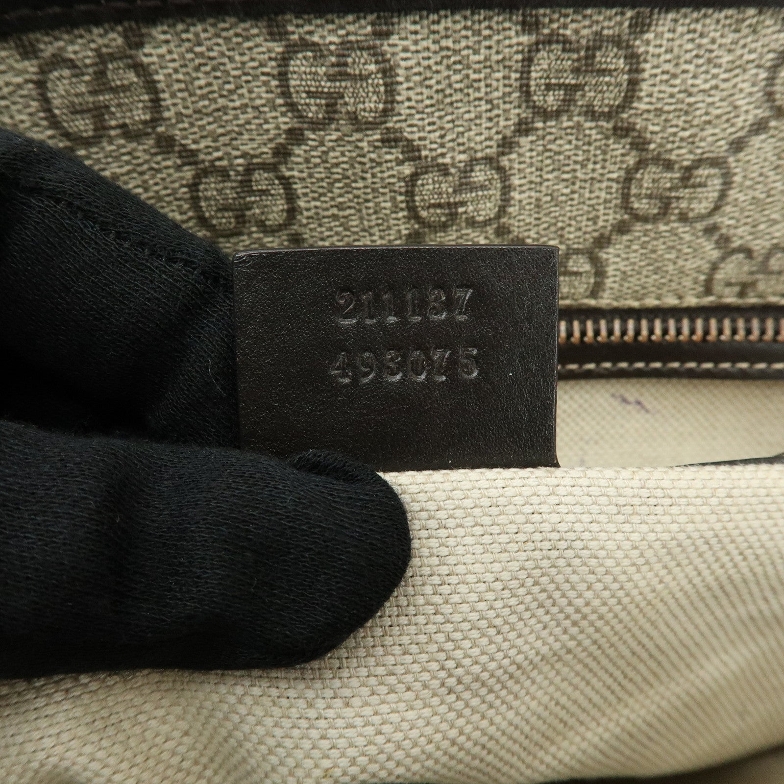 GUCCI GG Supreme Leather Tote Bag Shoulder Bag Beige Brown 211137