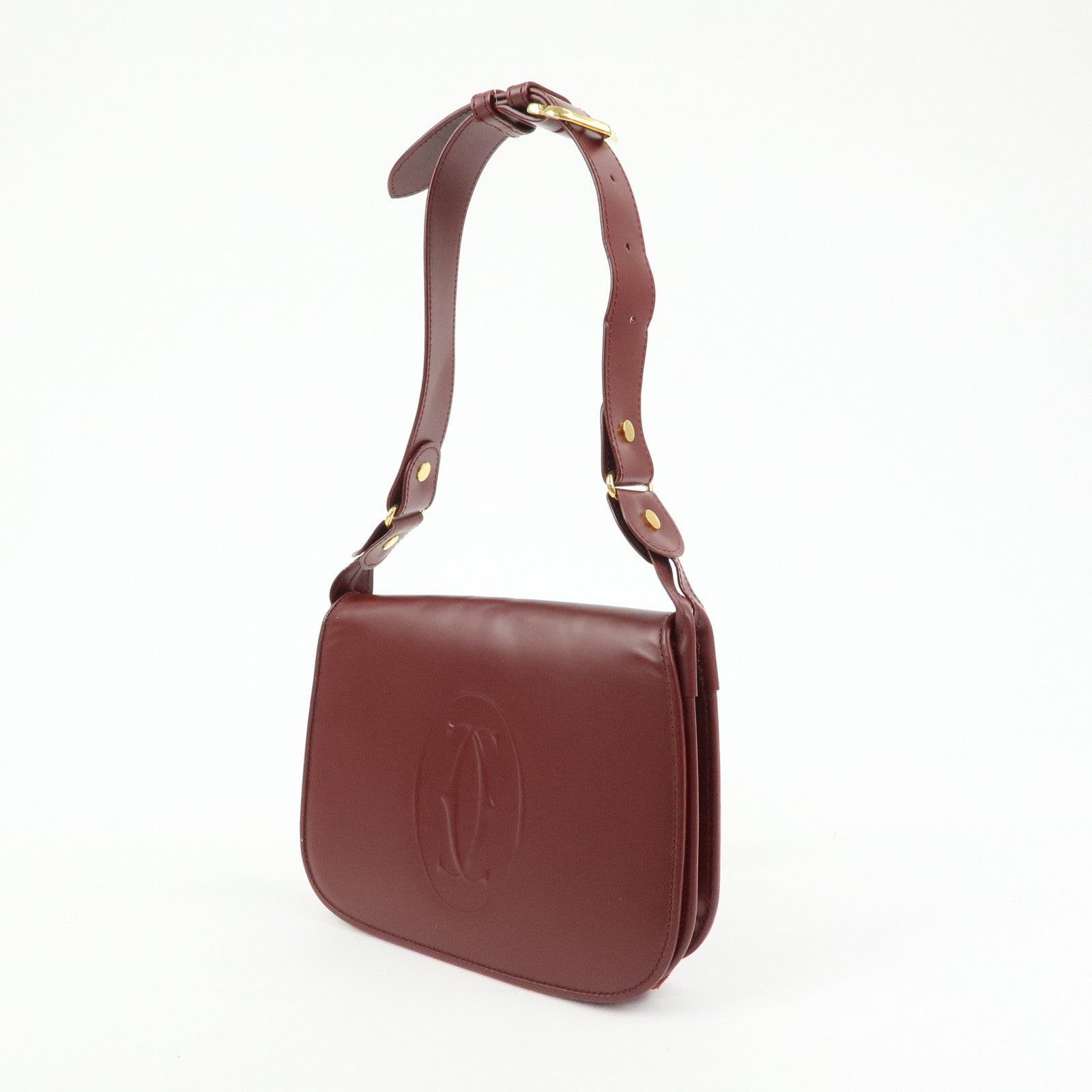 Cartier Must de Cartier Leather Shoulder Bag Bordeaux