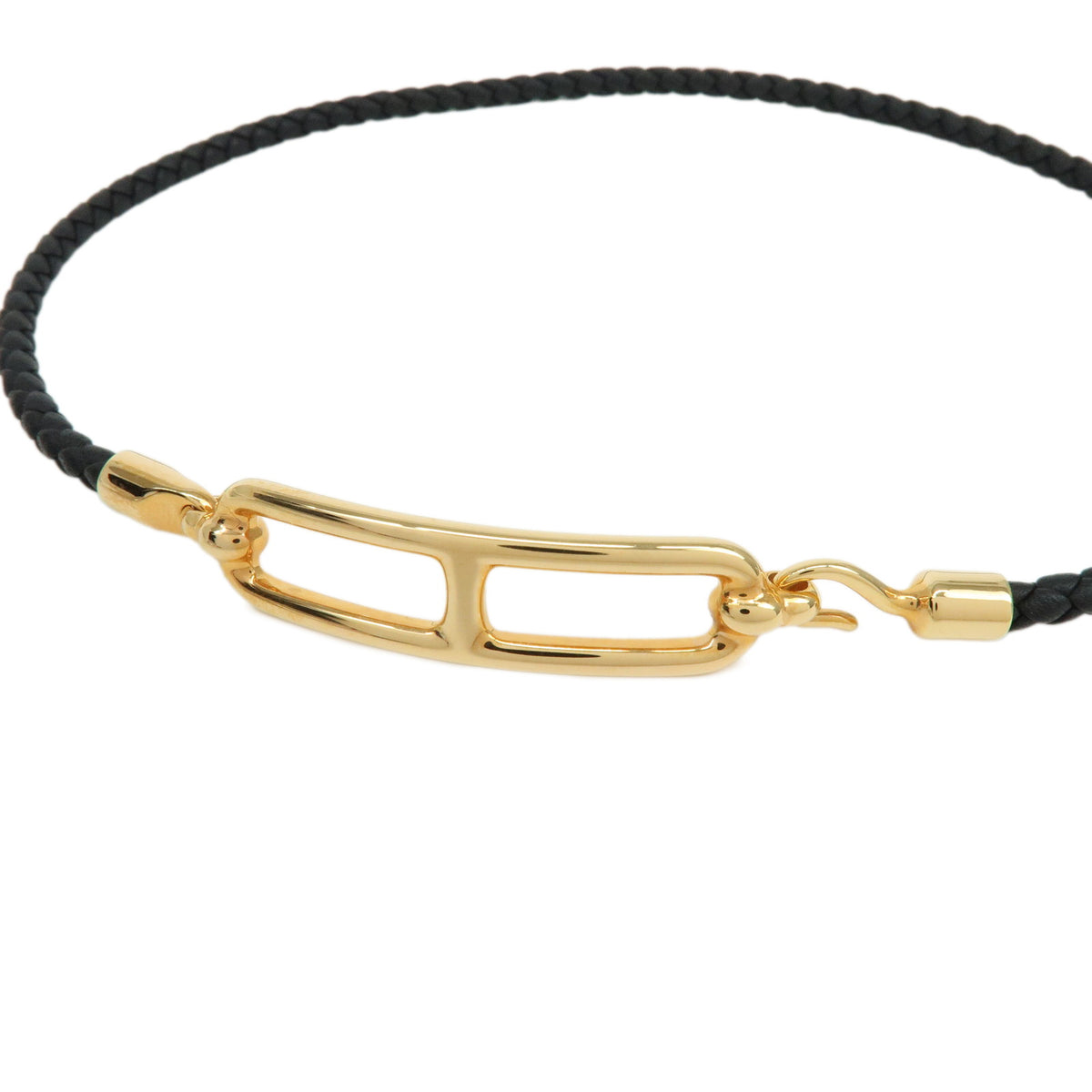 HERMES Veau Swift Leather Roulis Double Tour Bracele Black Gold