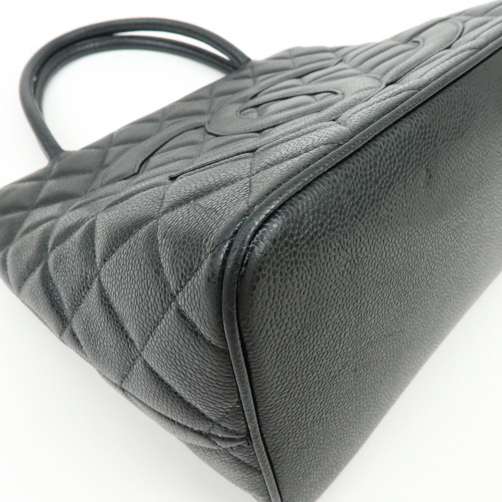 CHANEL Matelasse COCO Mark Medallion Tote Bag Hand Bag Black A01804