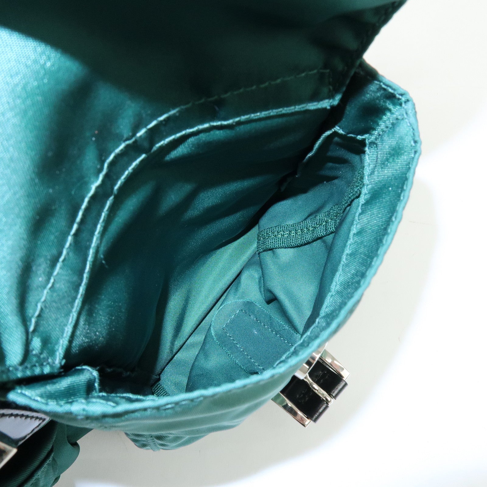 PRADA Triangle Logo Nylon Leather Backpack Rucksack Green Black 1BZ811
