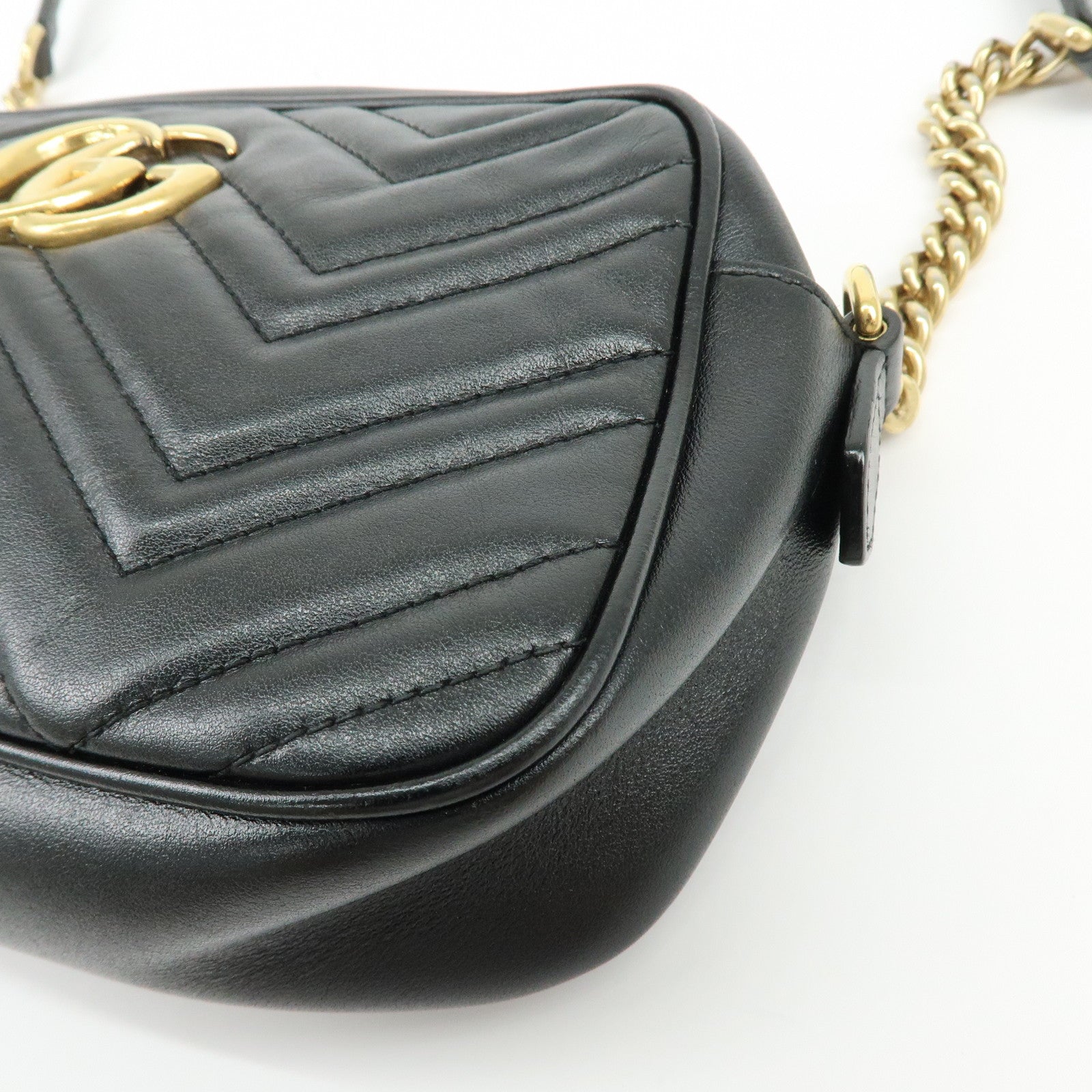 GUCCI GG Marmont Leather Shoulder Bag Crossbody Bag Black 447632