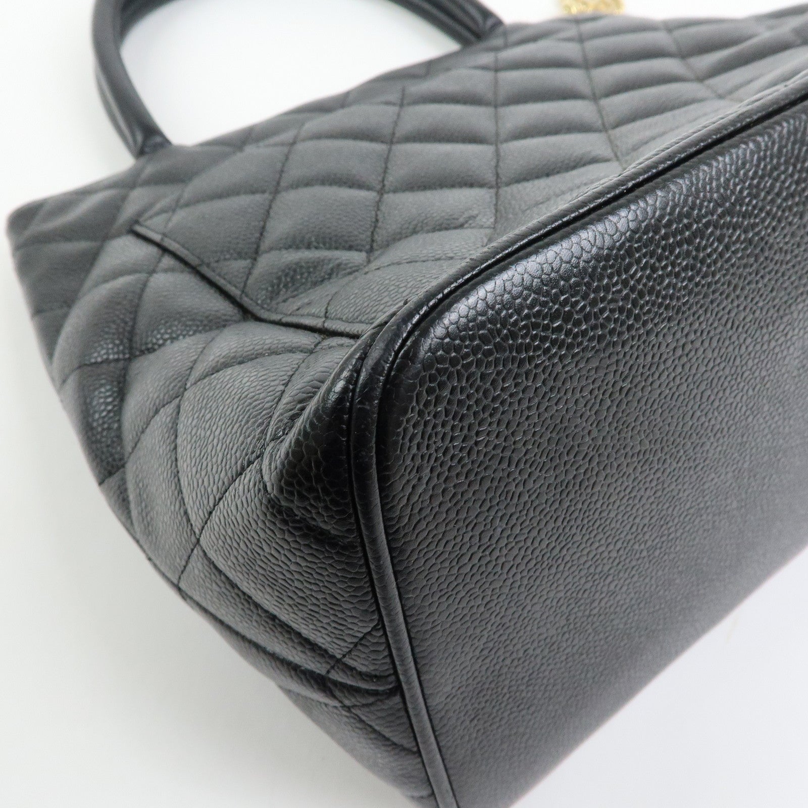 CHANEL Matelasse COCO Mark Medallion Tote Bag Hand Bag Black A01804