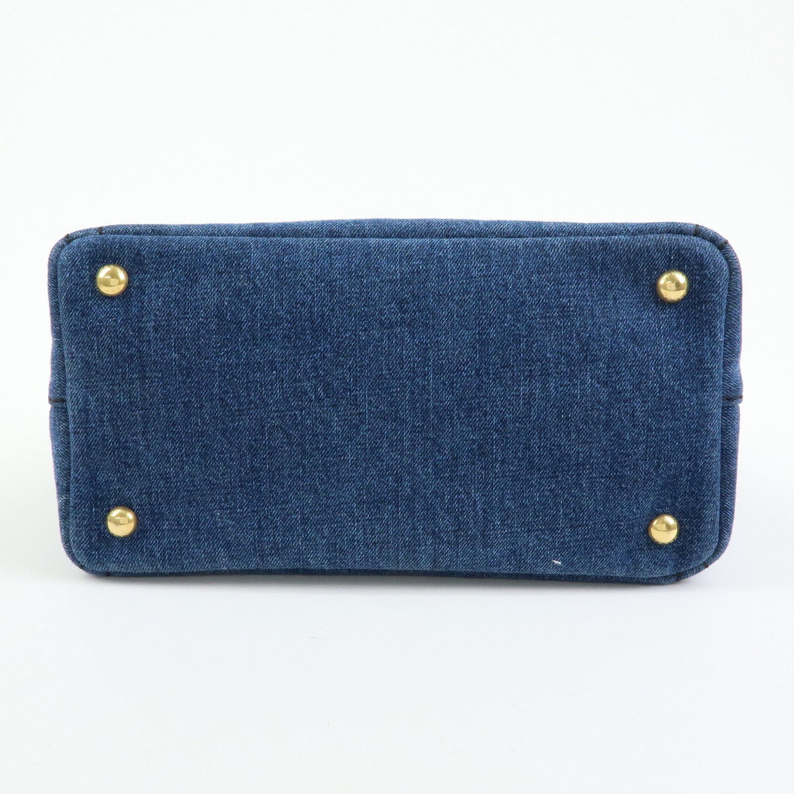 PRADA Triangle Logo Canapa Mini Denim 2Way Bag Hand Bag Blue 1BG439