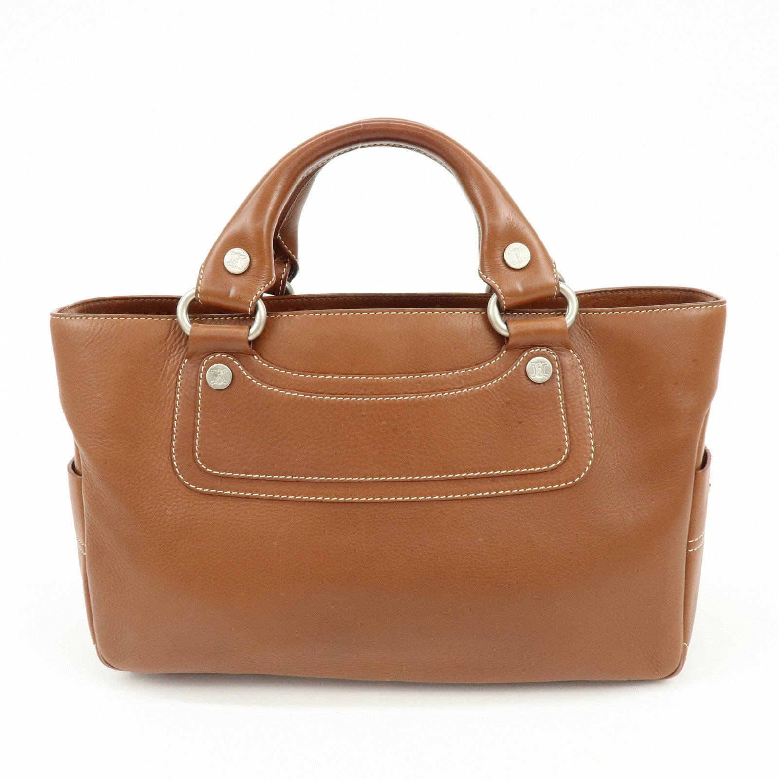 CELINE Boogie Bag Leather Hand Bag Tote Bag Brown