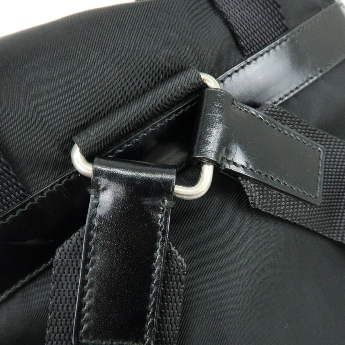 PRADA Triangle Logo Nylon Leather Backpack Rucksack Black BZ2811