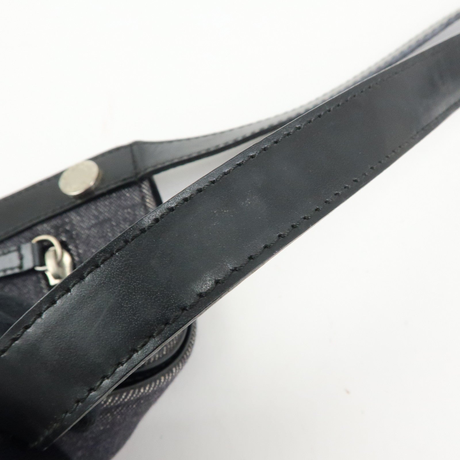 BVLGARI Logo Mania Canvas Leather Shoulder Bag Crossbody Bag Black