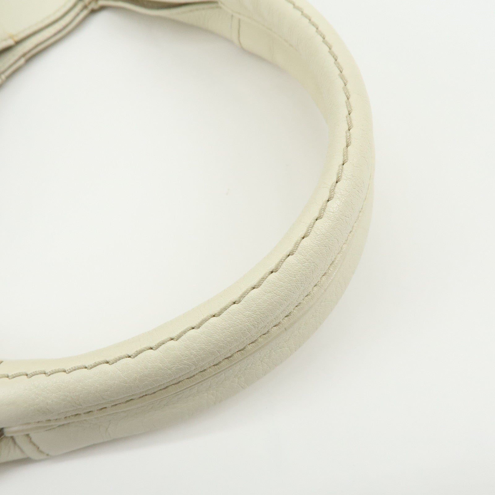 Ferragamo Gancini Leather Shoulder Bag Hand Bag Ivory