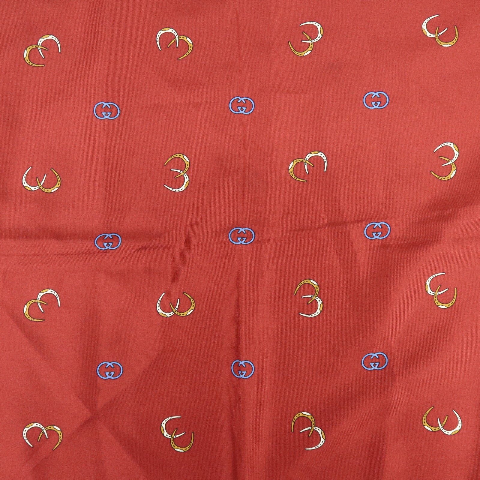 GUCCI Silk 100% Double G Horseshoe Scarf Bordeaux White Blue