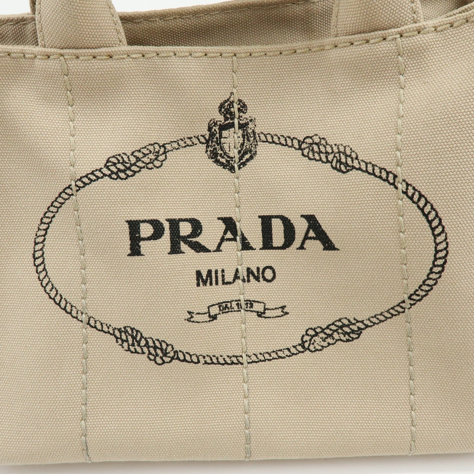 PRADA Triangle Logo Canapa Mini Canvas 2Way Bag Hand Bag Beige 1BG439
