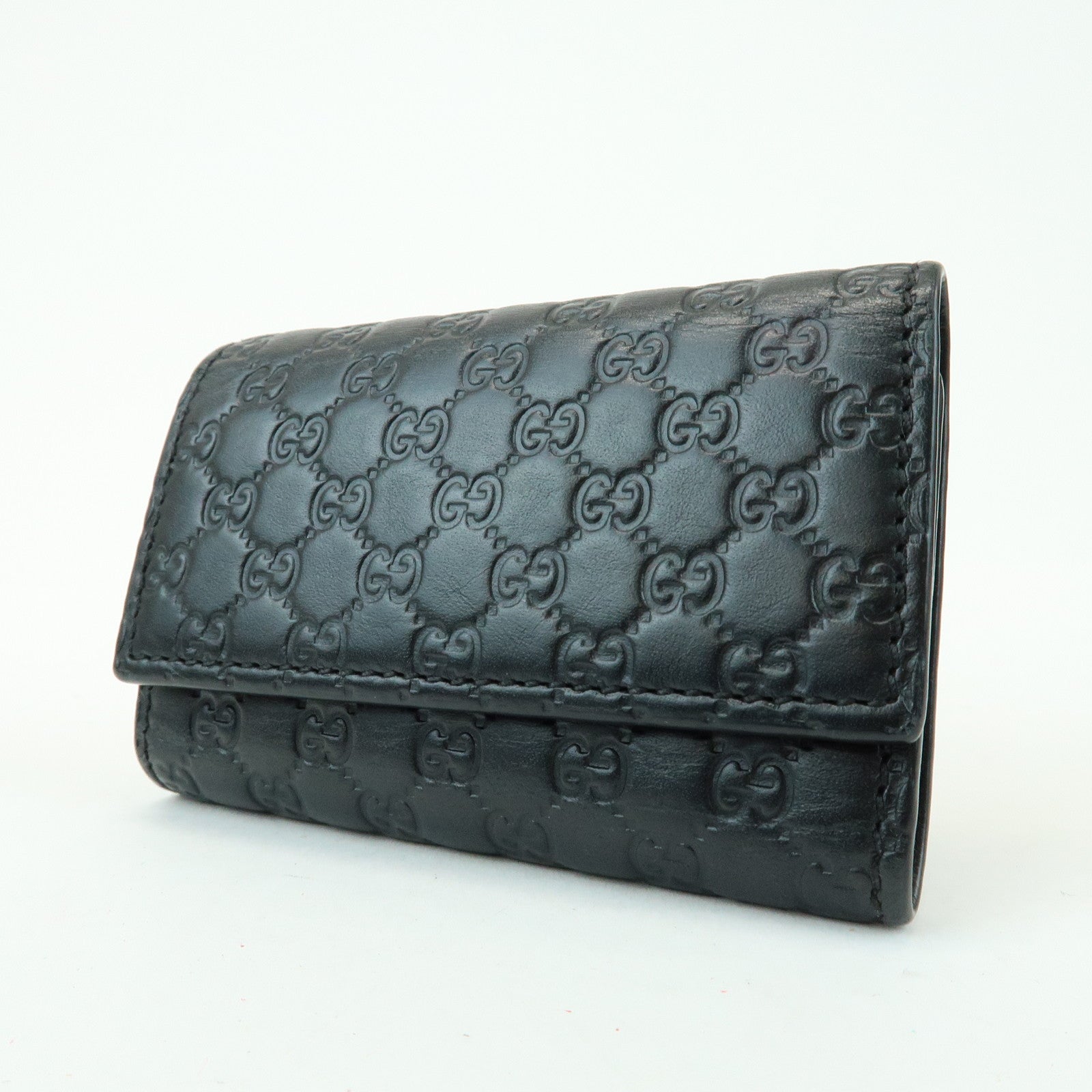 GUCCI Microguccissima Leather 6 Ring Key Case Key Holder Black
