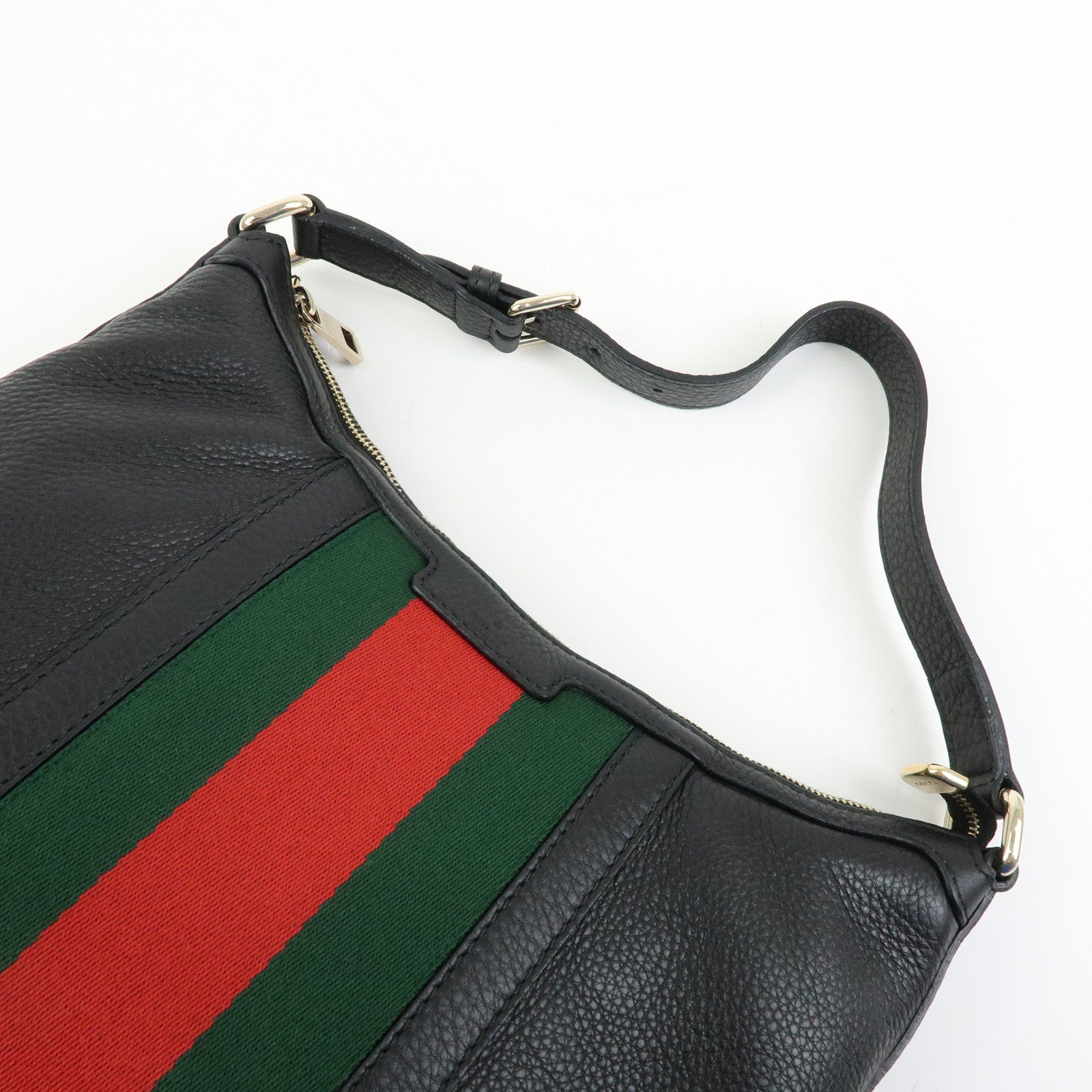 GUCCI Sherry Leather Shoulder Bag Hobo Bag Tote Bag Black 257084