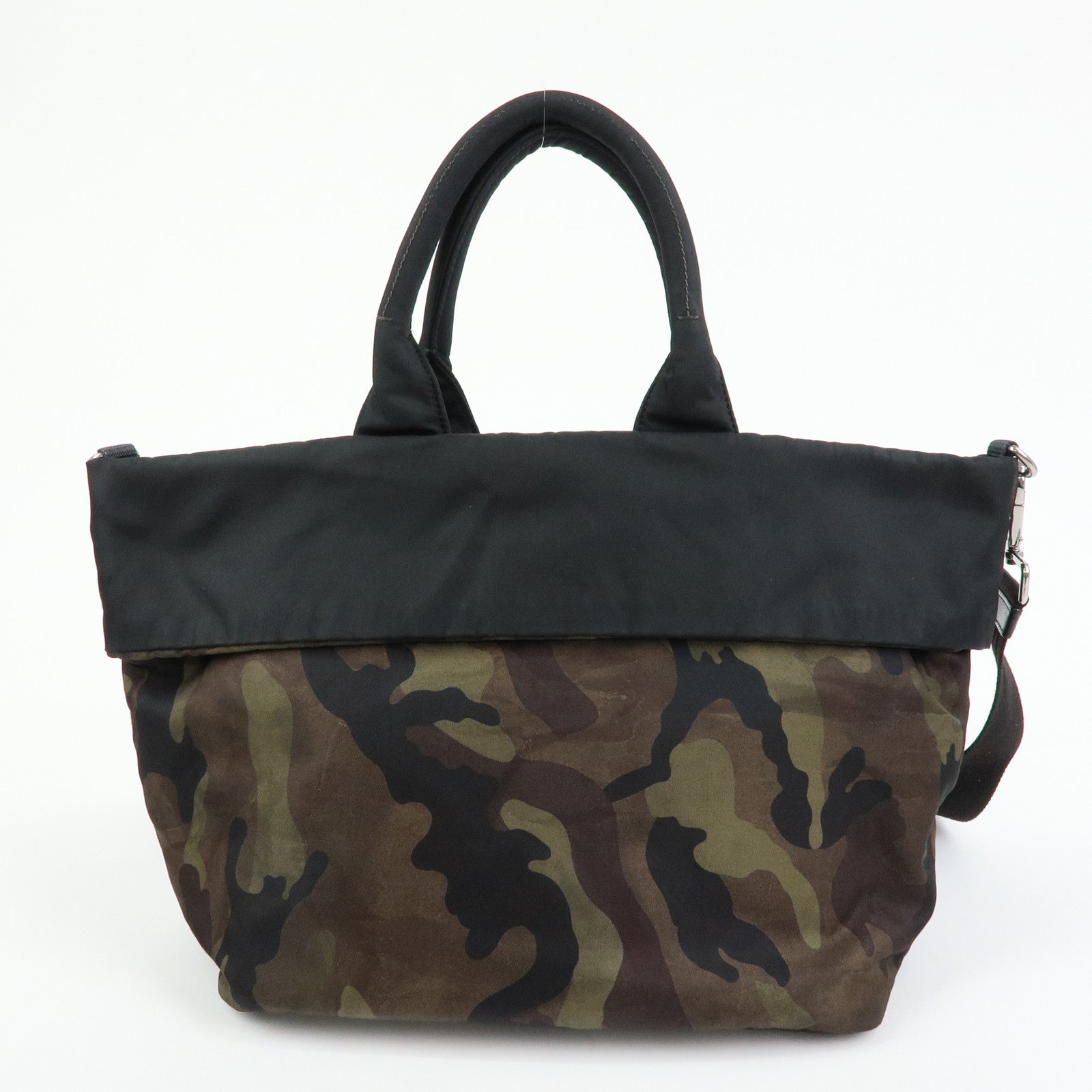 PRADA Triangle Logo Reversible 2Way Bag Hand Shoulder Bag Khaki BN1959