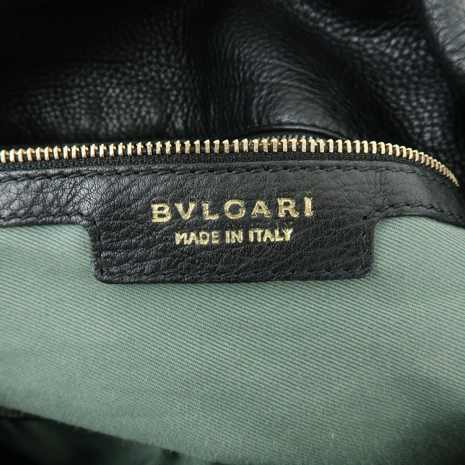 BVLGARI Monete Leather Chain 2Way Bag Shoulder Bag Black Gold