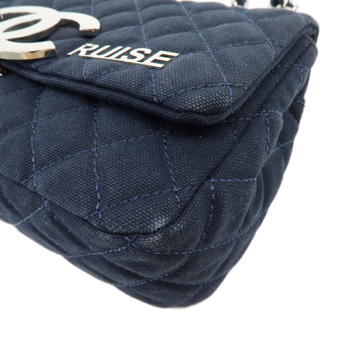 CHANEL COCO Mark Matelasse CRUISE Canvas Chain Shoulder Bag Denim Blue