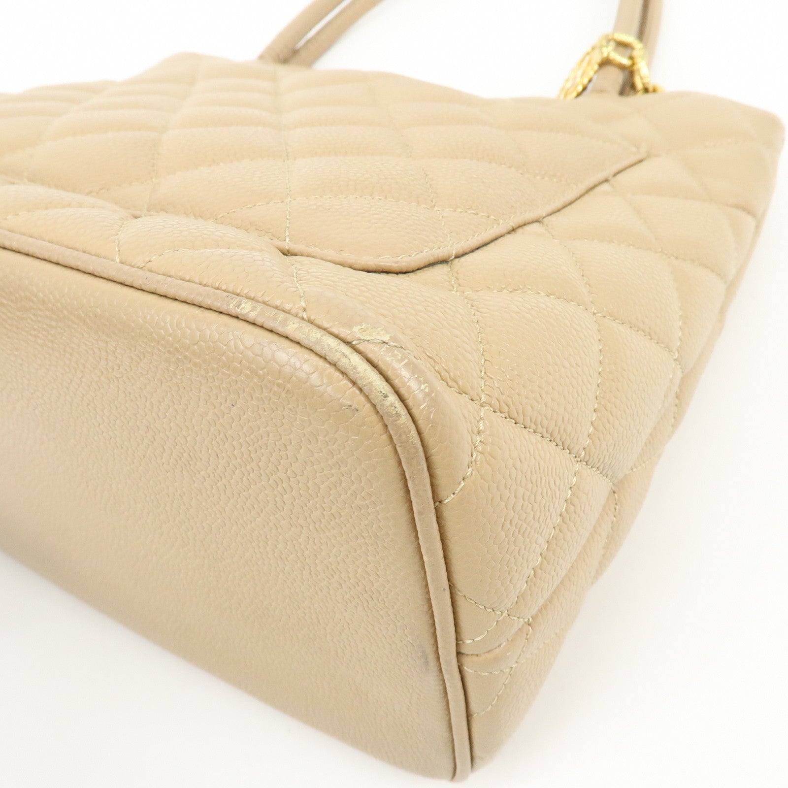 CHANEL Matelasse COCO Mark Medallion Caviar Skin Tote Bag A01804