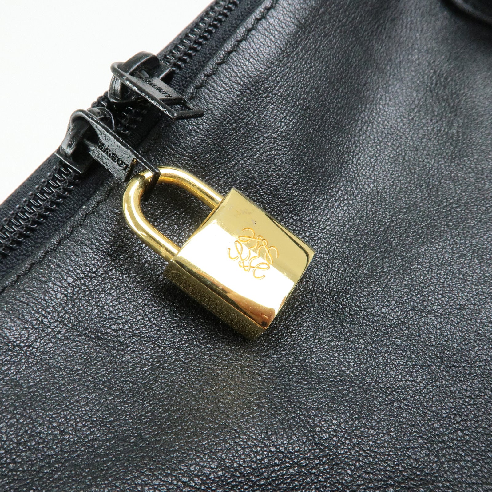 LOEWE Anagram Calf Leather 2Way Bag Boston Bag Travel Bag Black