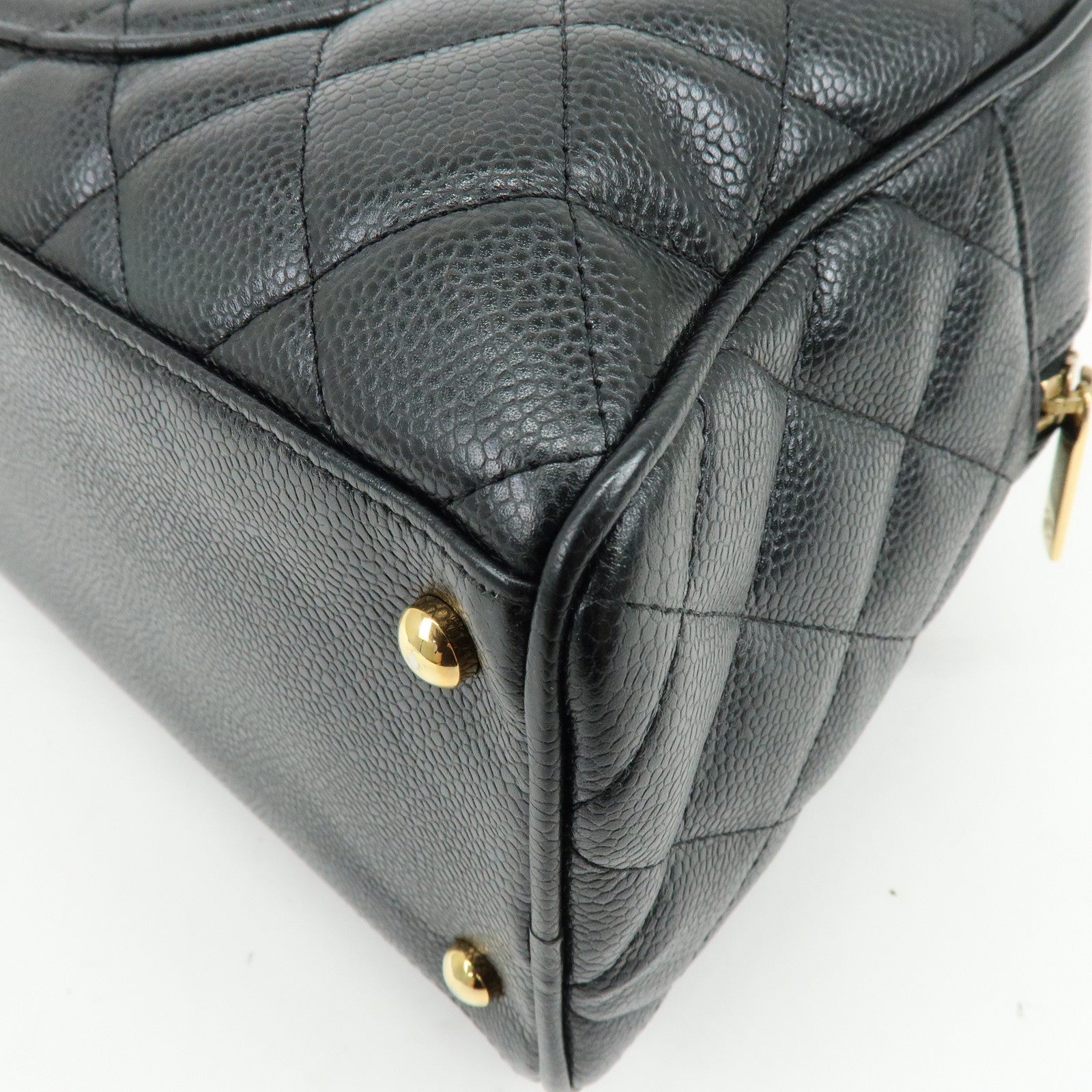 CHANEL Matelasse COCO Mark Caviarskin Boston Bag Hand Bag Black A20997
