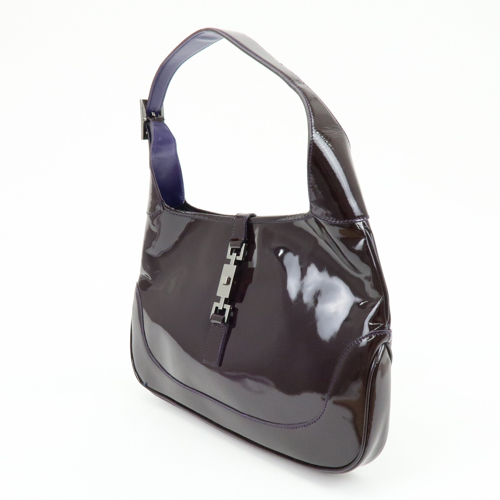 GUCCI Jackie Patent Leather Shoulder Bag Hand Bag Purple 001.3306