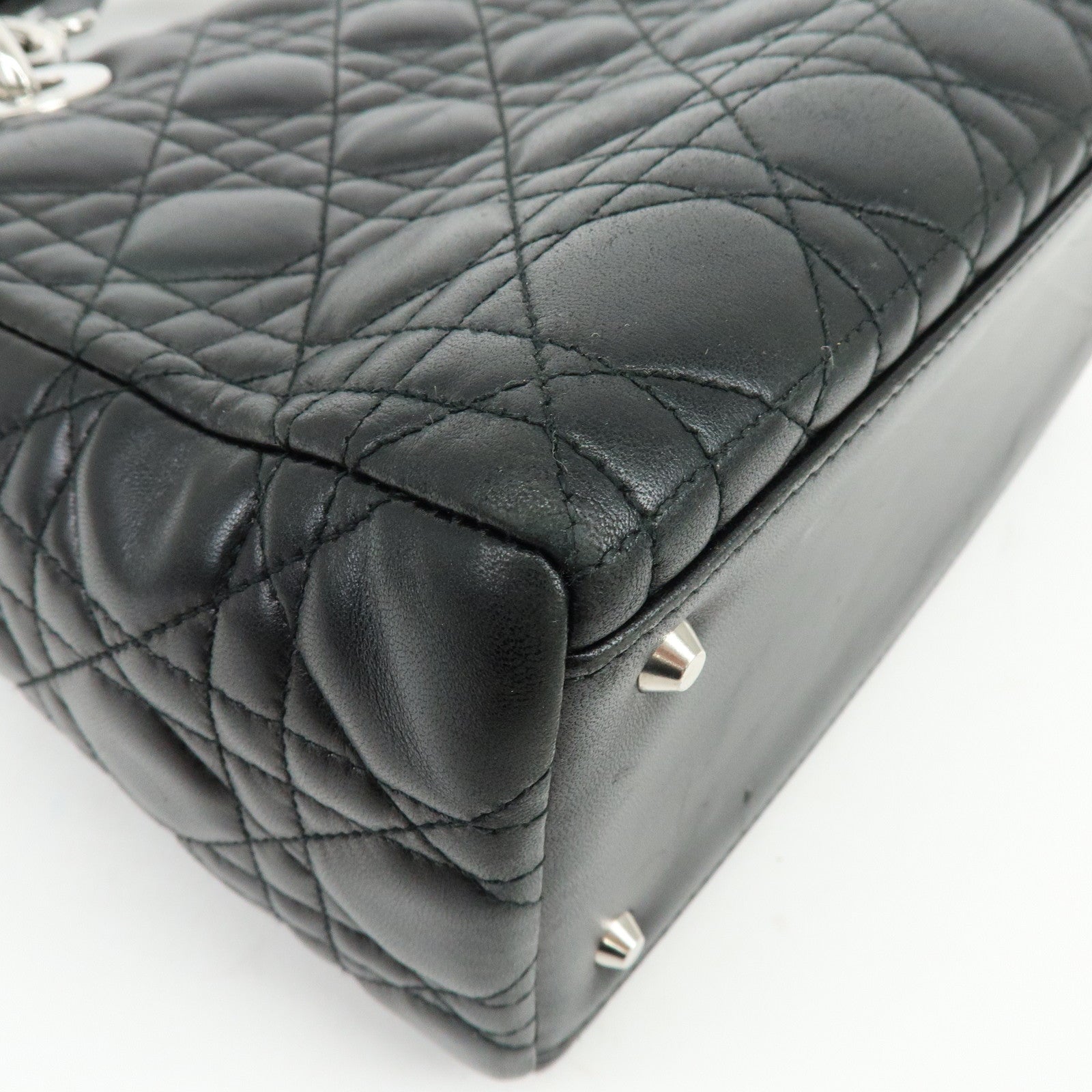 Christian Dior Lady Dior Cannage Leather 2Way Hand Shoulder Bag Black