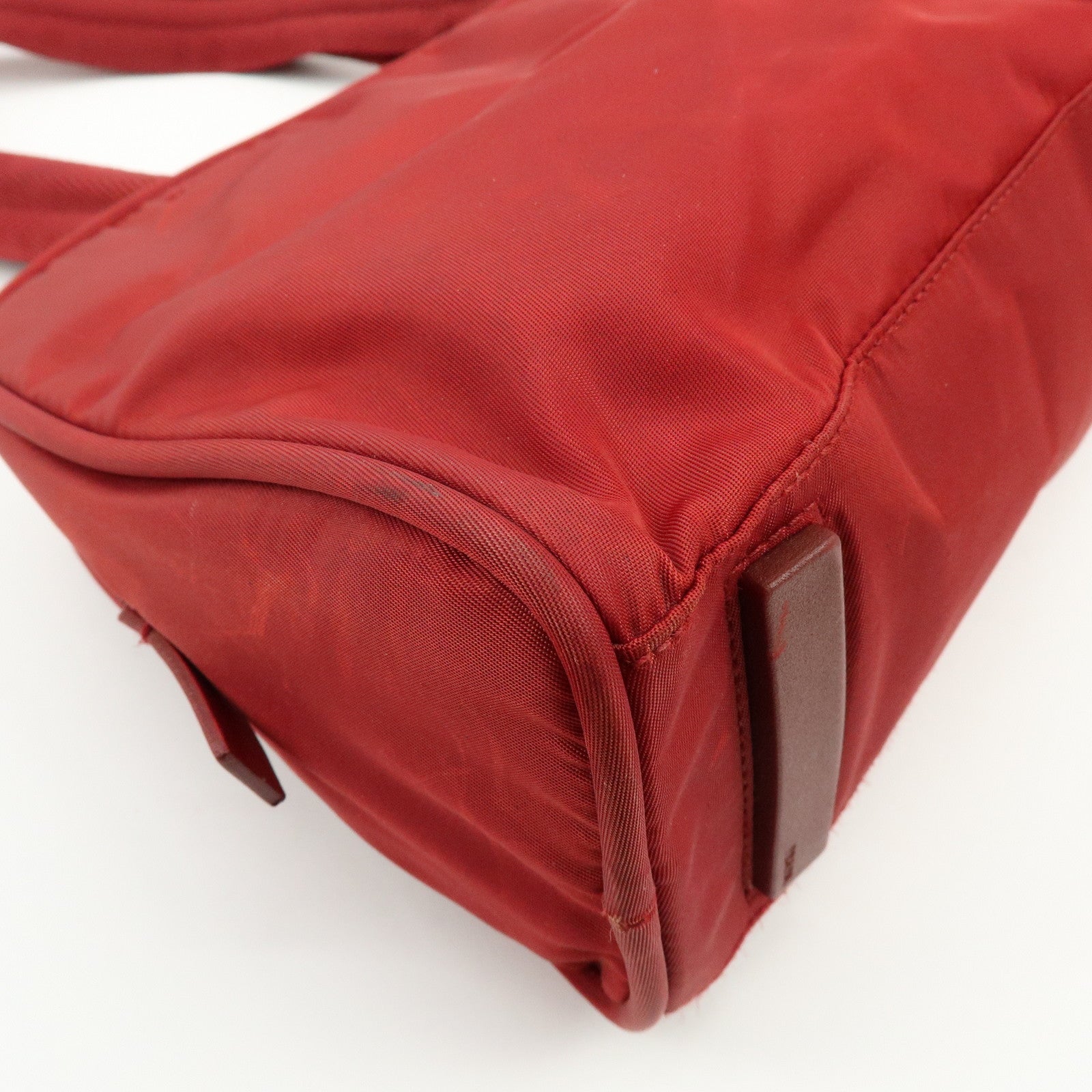 PRADA Triangle Logo Nylon Tote Bag Shoulder Bag Dial Lock Red