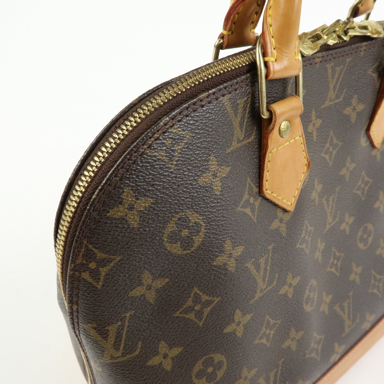 Louis Vuitton Monogram Alma PM Canvas Leather Hand Bag Brown M51130