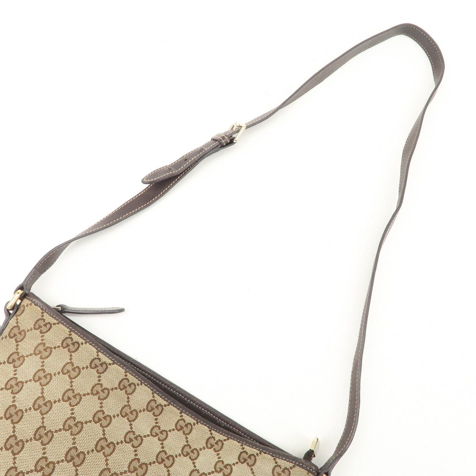 GUCCI New Brit GG Canvas Leather Shoulder Bag Beige Brown 169998 Used