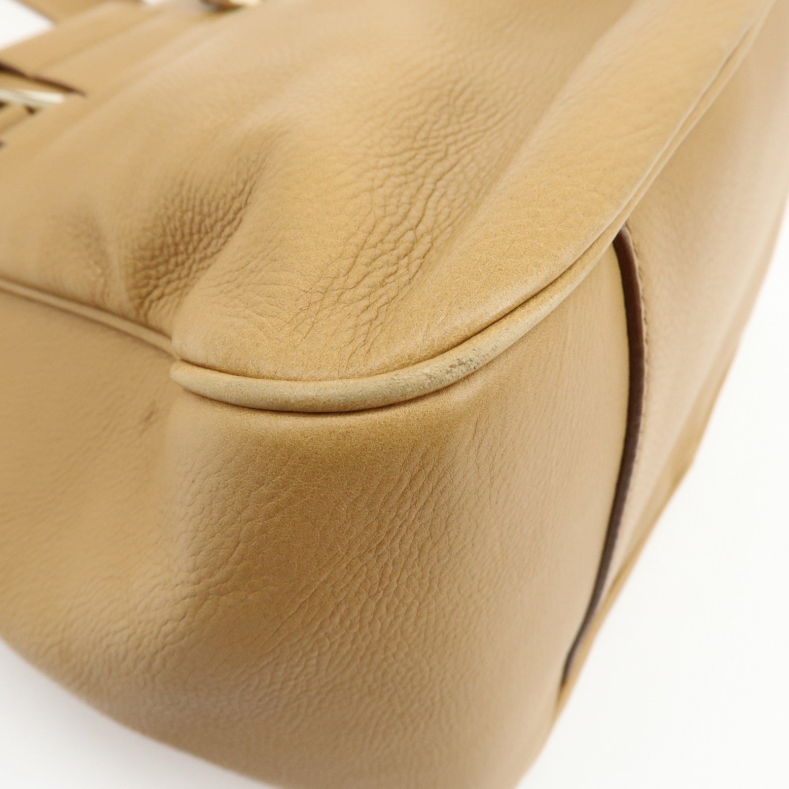 CELINE Blossom Leather Hand Bag Shoulder Bag Beige