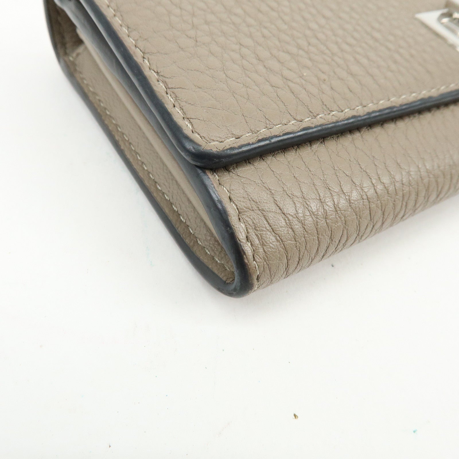 FENDI Peekaboo Leather Bi-fold Flap Long Wallet Beige 8M0427