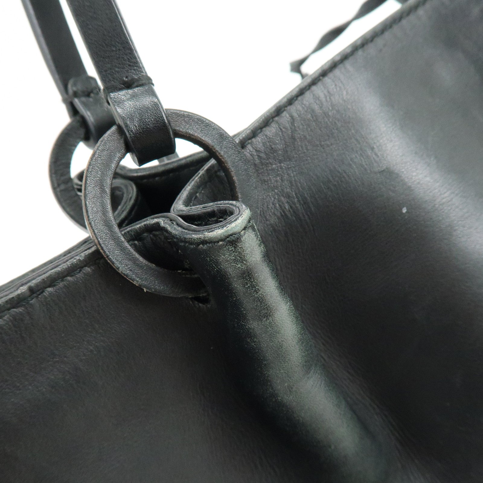 GUCCI Leather Tote Bag Shoulder Bag Hand Bag Black 94898