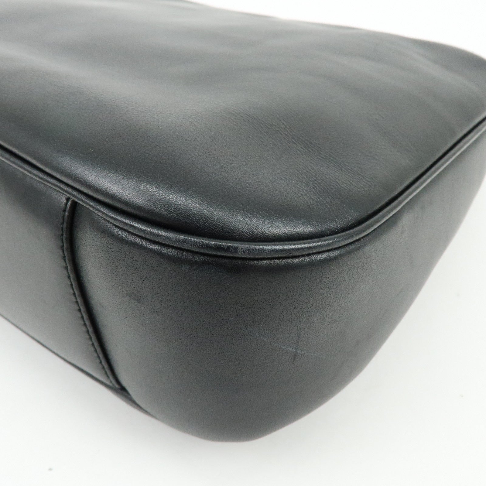GUCCI Bamboo Leather 2Way Bag Shoulder Bag Hand Bag Black  0011577