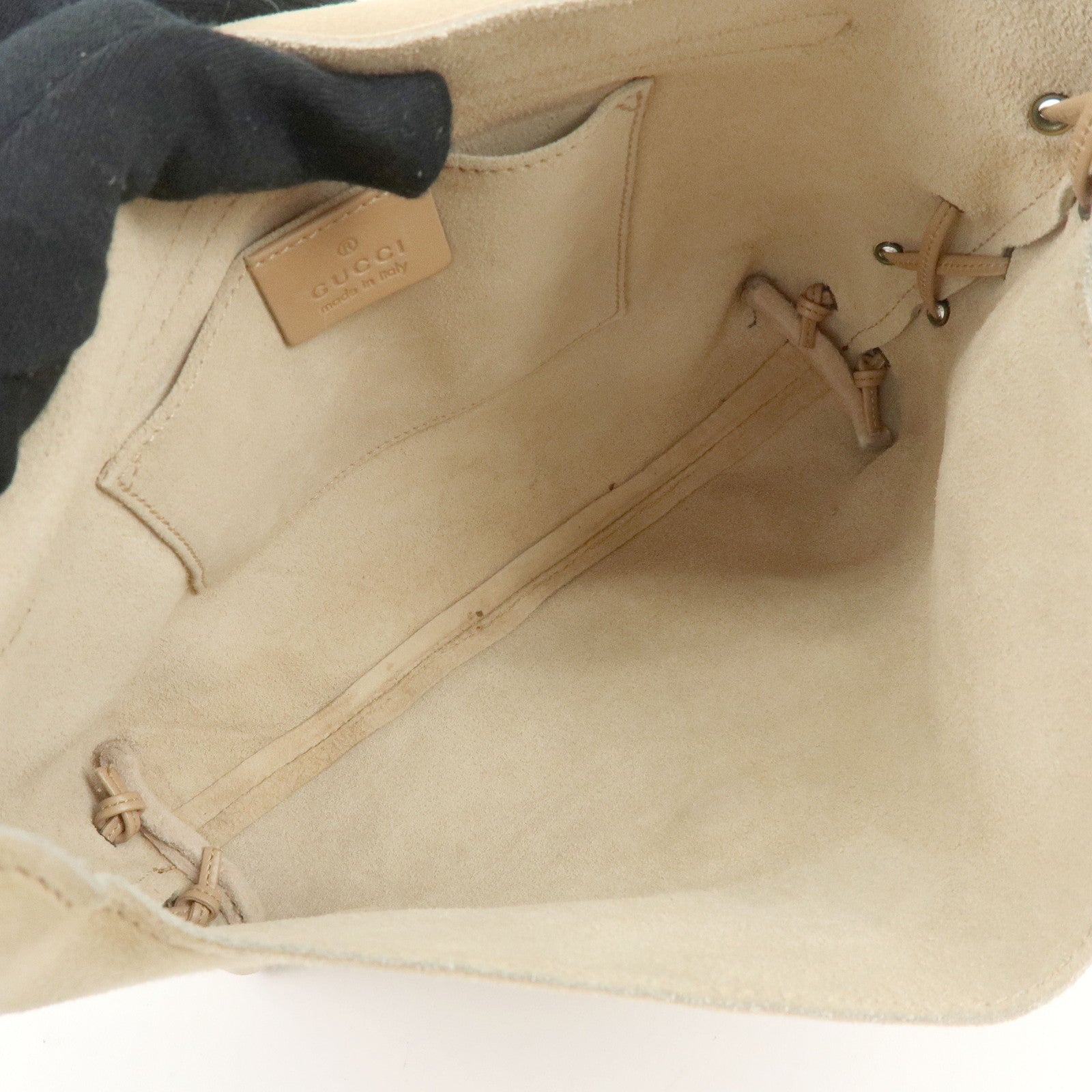 GUCCI Heart Suede Leather Shoulder Bag Crossbody Bag Beige 95107