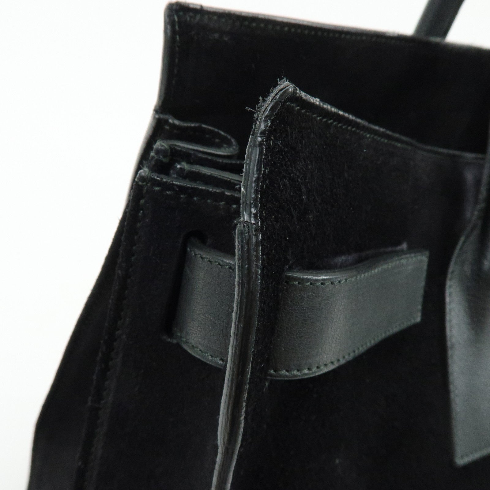 SAINT LAURENT PARIS Sac de Jour Leather Suede Hand Bag Black 319910