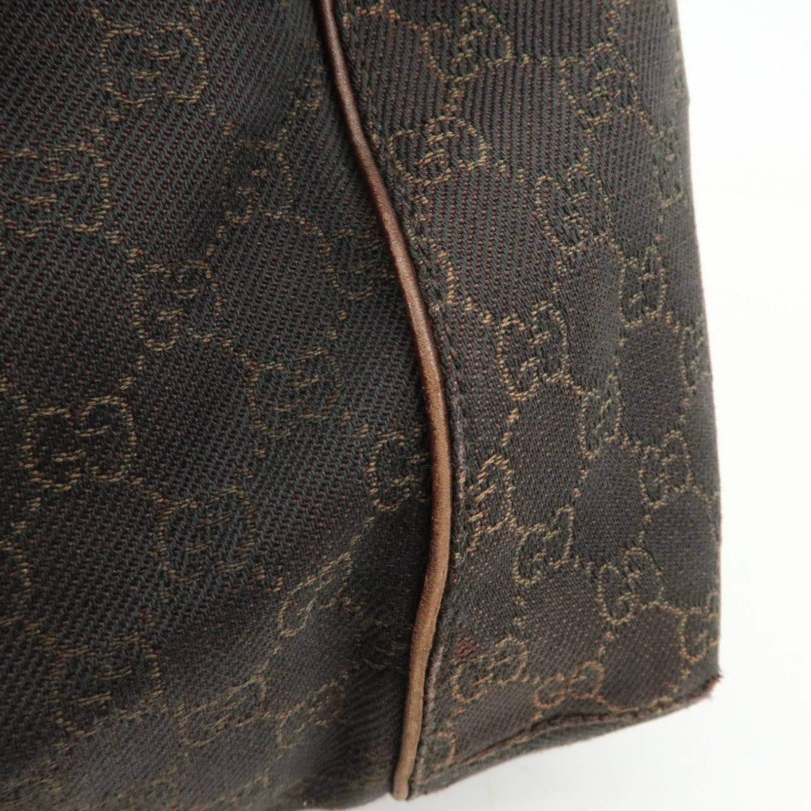 GUCCI GG Canvas Leather Shoulder Bag Hand Bag Dark Brown 101292