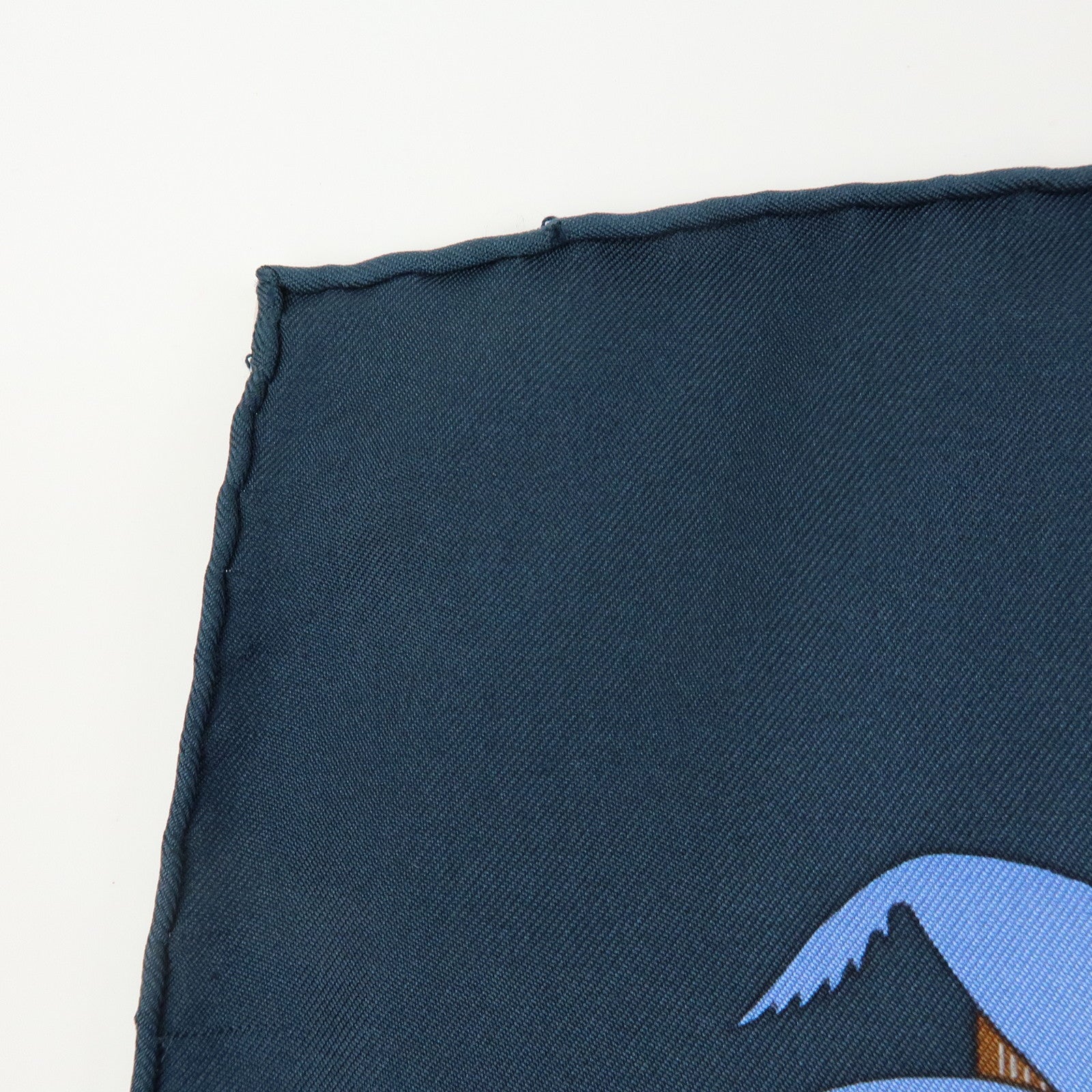 HERMES Carre 90 Silk 100% Scarf ALOHA Navy Light Brown