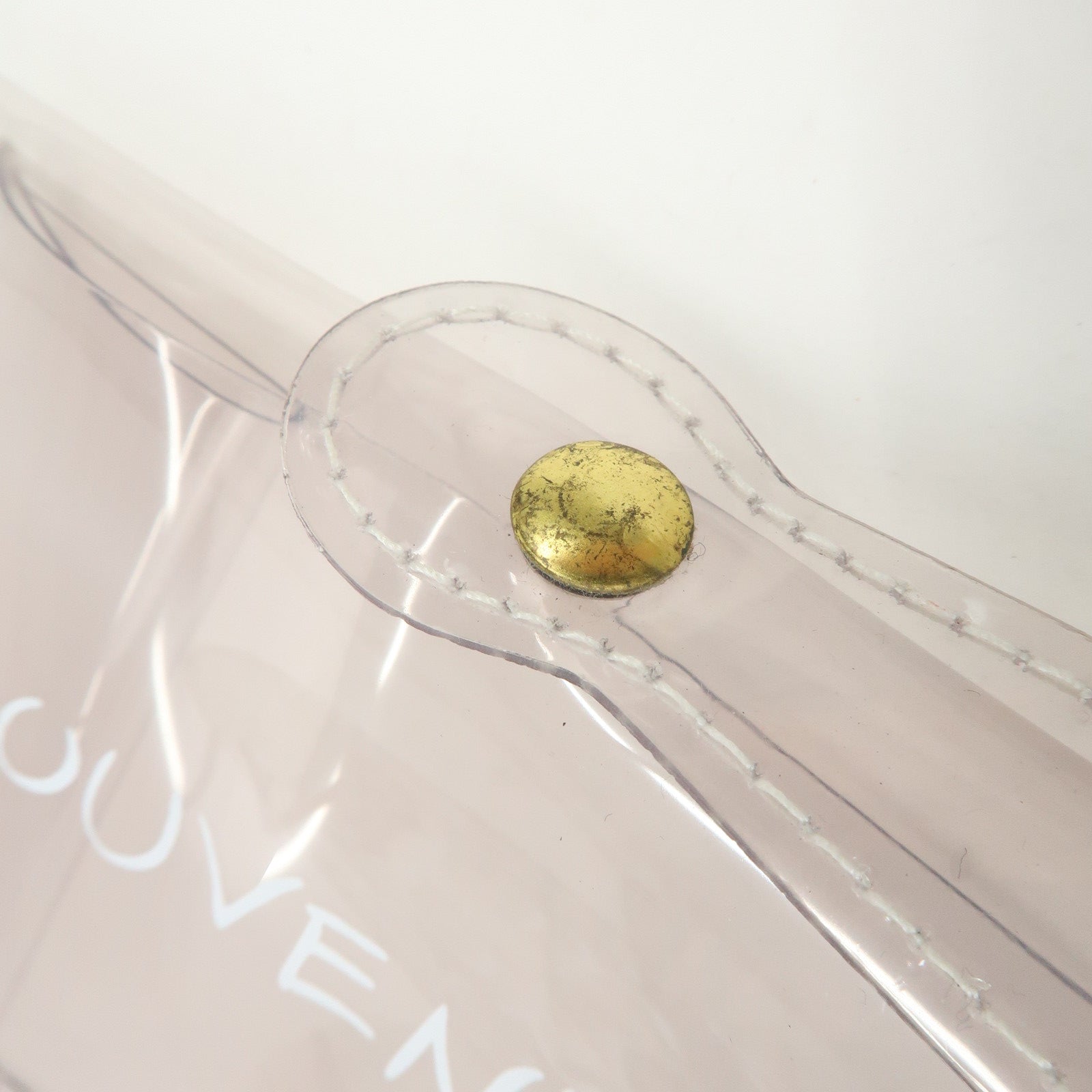 HERMES Kelly Vinyl Hand Bag Clear Transparent Gold