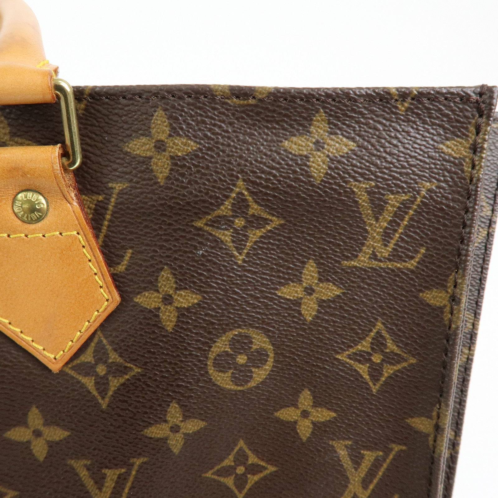 Louis Vuitton Monogram Sac Plat Tote Bag Hand Bag Brown M51140