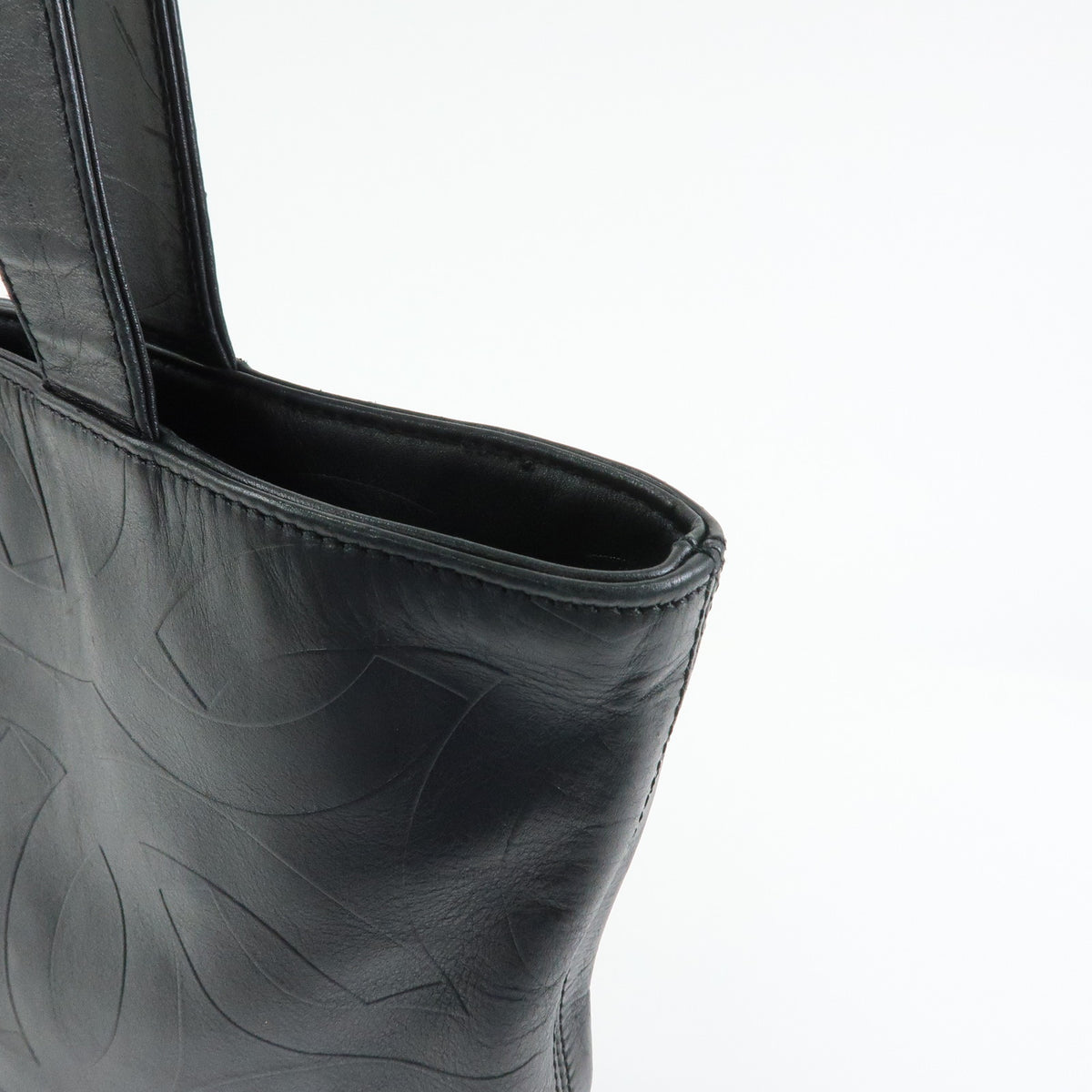CHANEL COCO Mark Leather Tote Bag Shoulder Bag Black