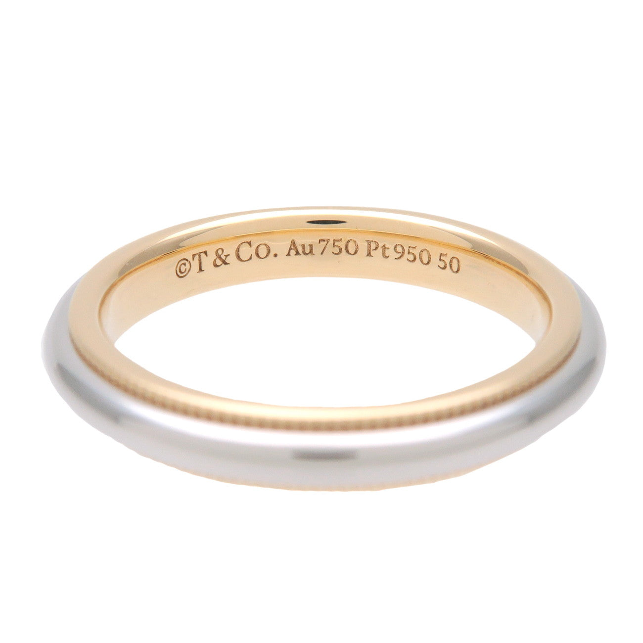TiTiffany & Co Milgrain Band Ring PT950 K18 750YG US4 EU47