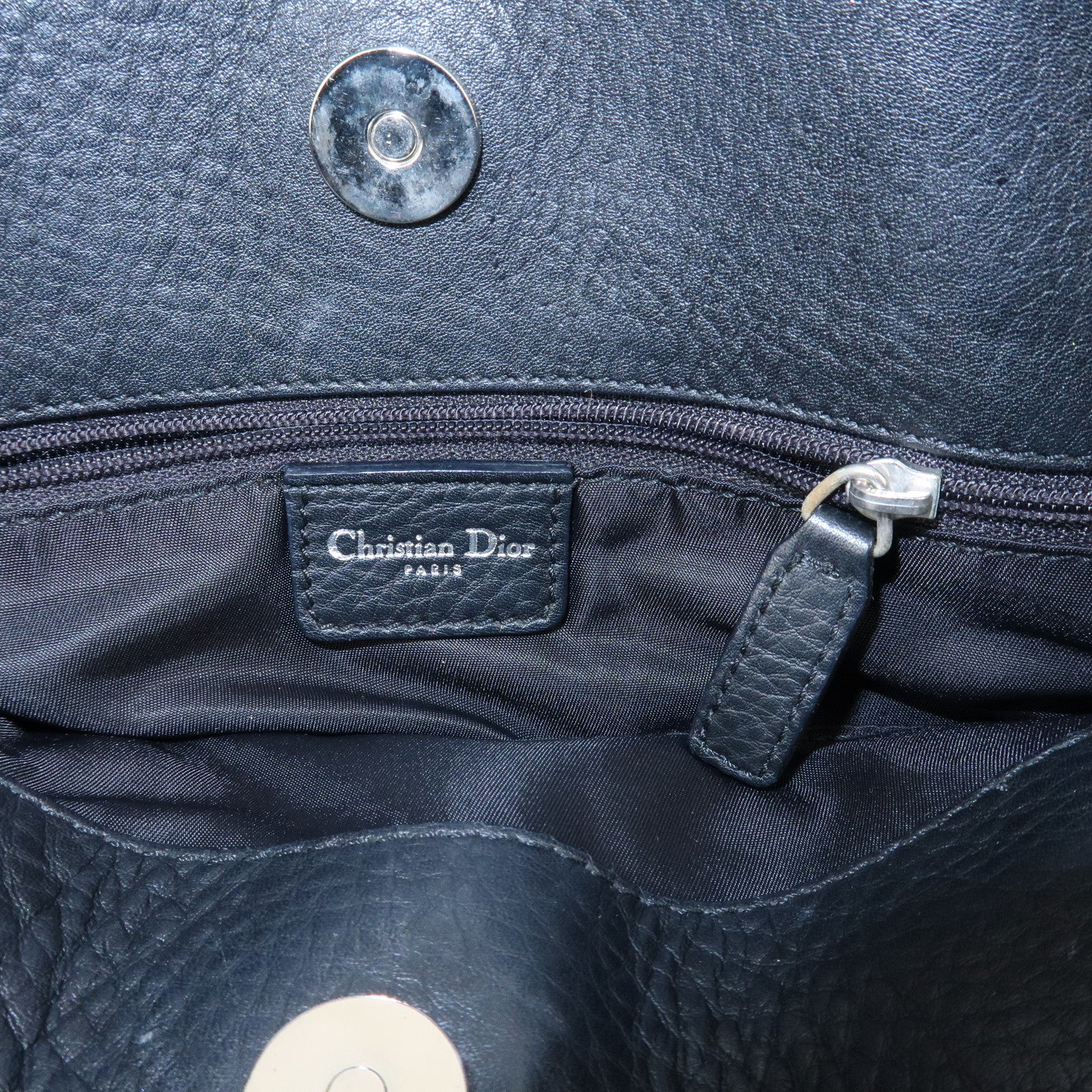 Christian Dior Street Chic Trotter Canvas Leather Tote Bag Black Used