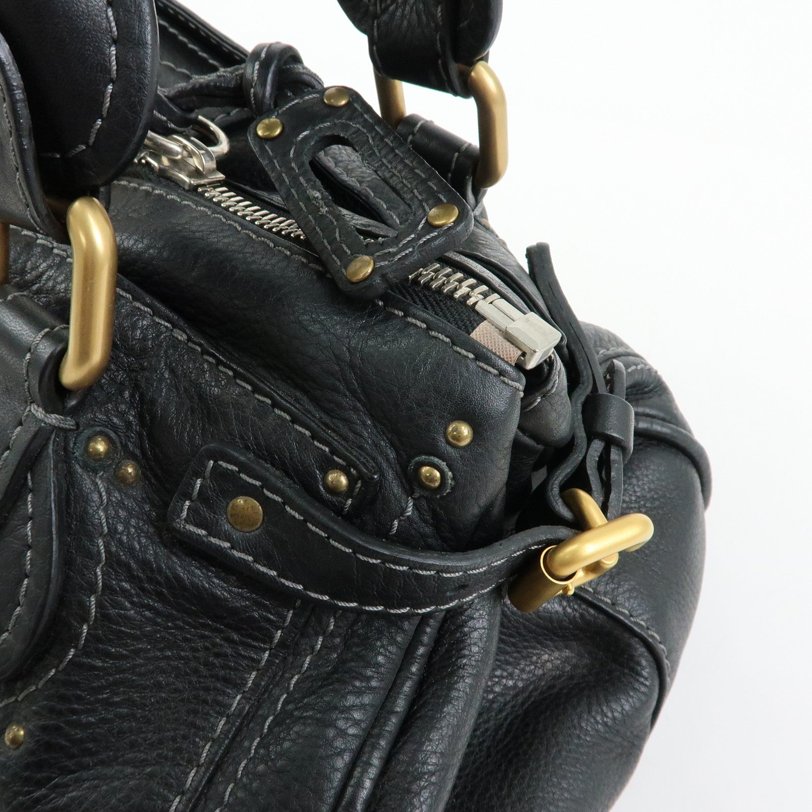 Chloe Paddington Leather Boston Bag Hand Bag Black