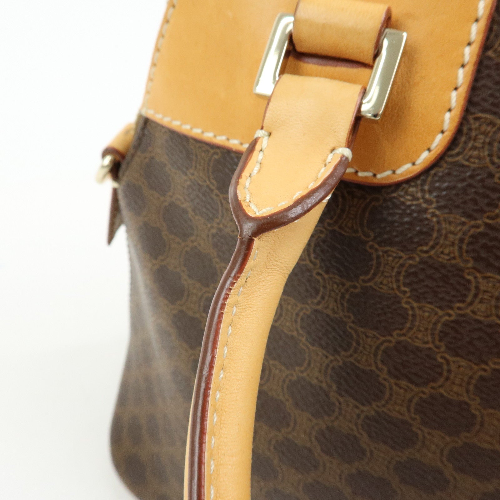 CELINE Macadam PVC Leather 2Way Bag Hand Bag Brown