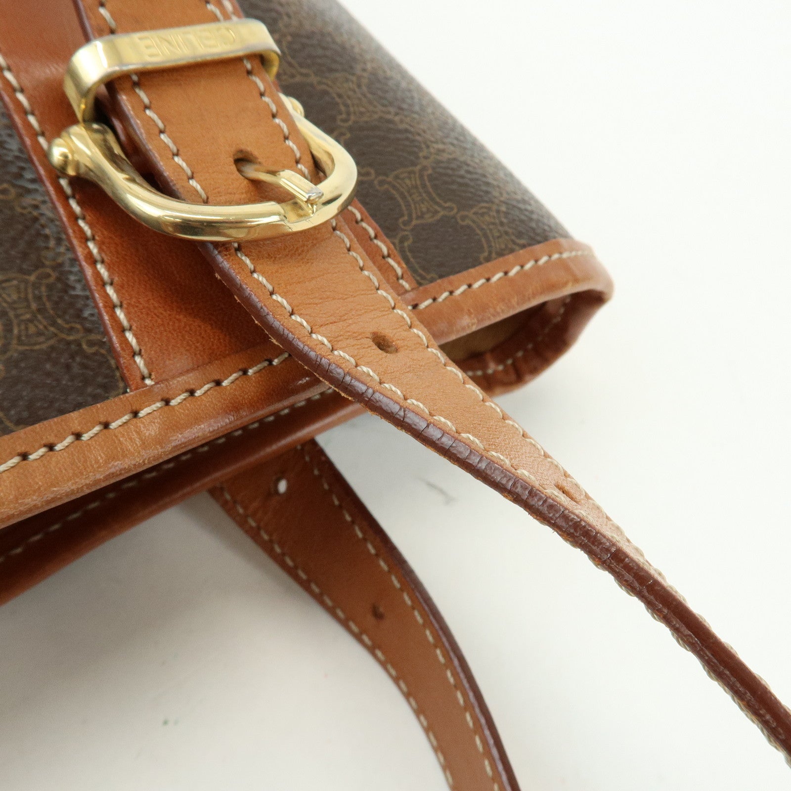CELINE Macadam PVC Leather Tote Bag Hand Bag Brown