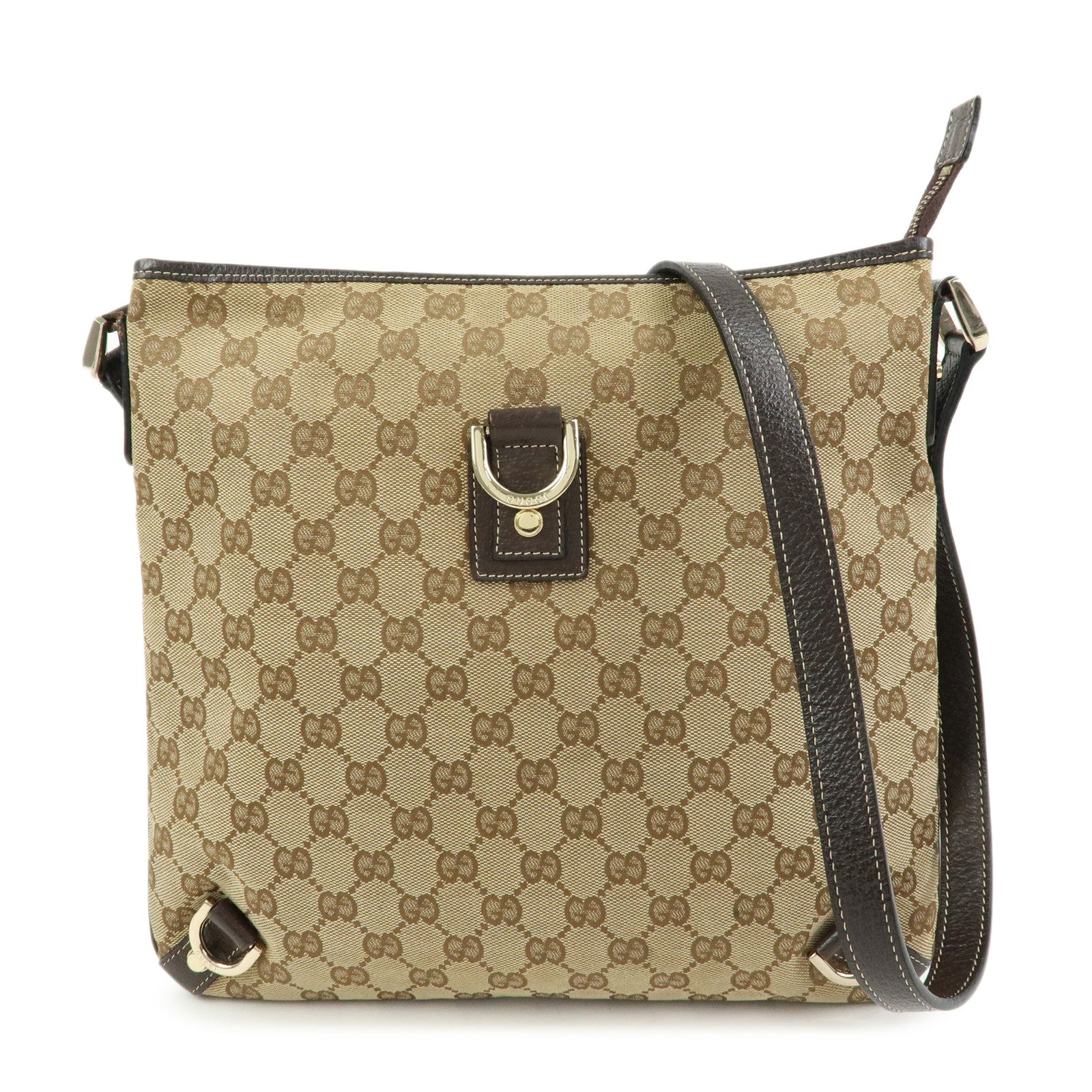 GUCCI Abbey GG Canvas Leather Shoulder Crossbody Bag Brown 131326