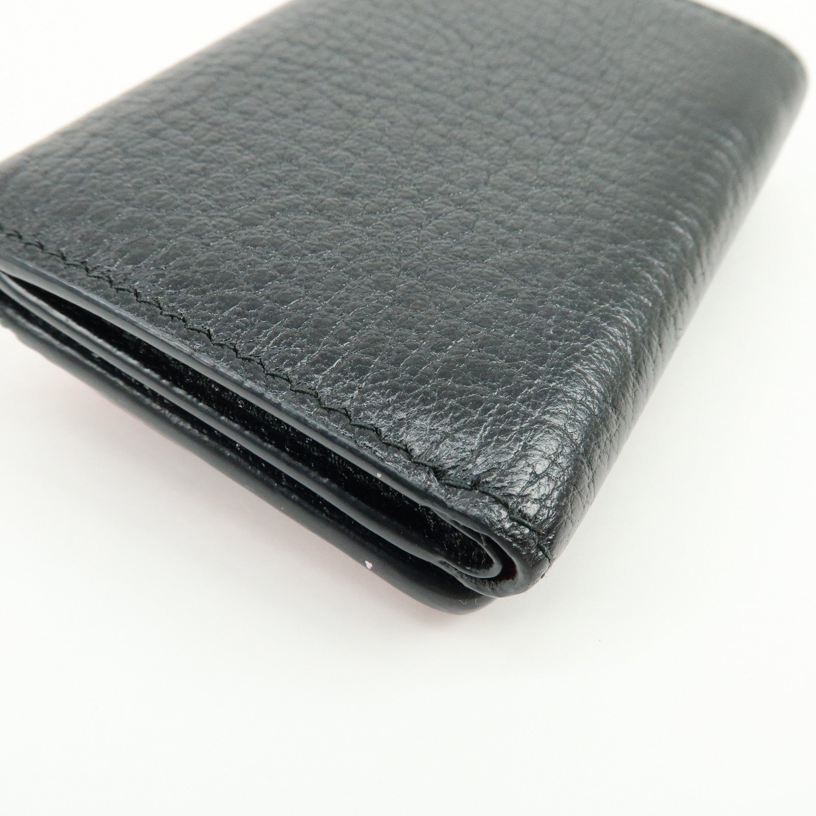 MIU MIU Logo Madras Leather Tri-fold Compact Wallet Red Black 5MH020